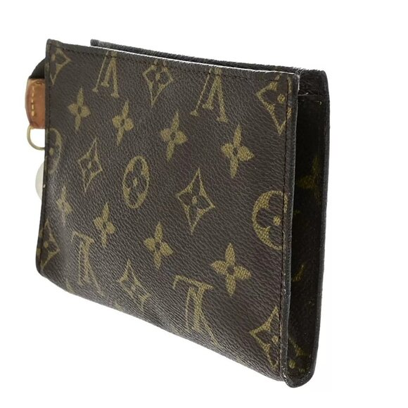 LOUIS VUITTON Logo BUCKET PM Pouch Bag Monogram Leather Brown France 60EE072 - Picture 10 of 13